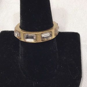 3/$30 Lia Sophia Gold Ring with clear stones sz 9